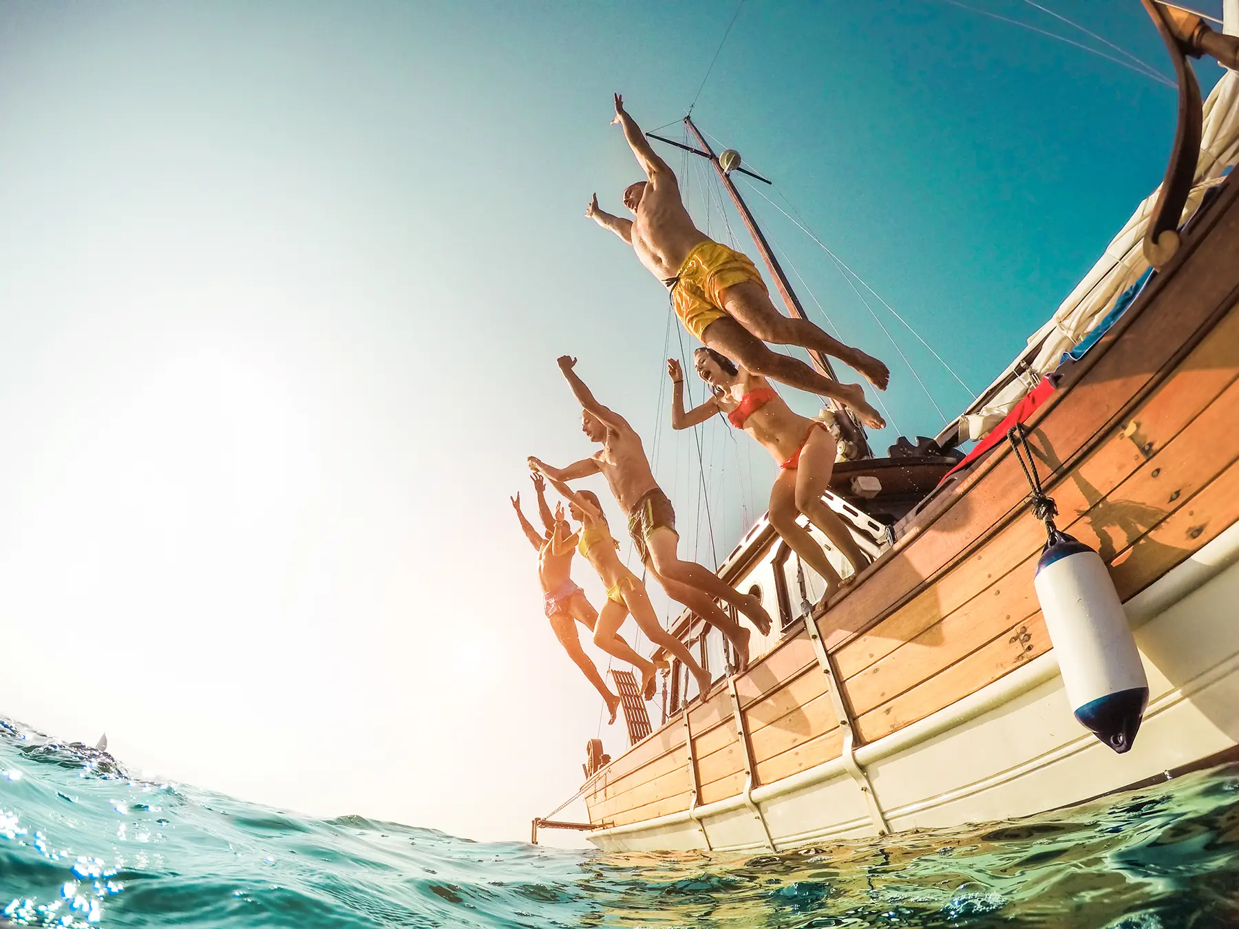 jumping from the boat to sea in kyrenia north cyprus